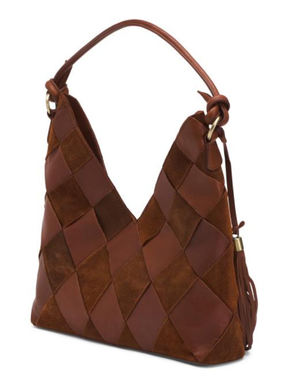 MARTA PONTI Leather Large Woven Mix Match Hobo With Tassel - Picture 3 of 5
